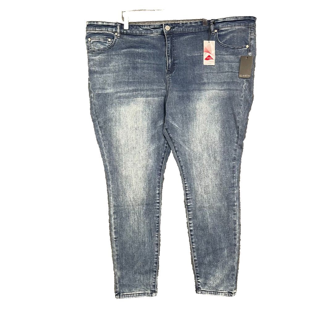 Eloquii Jeans Womens 28G Gina Fit Blue Denim Cotton‎ Lycra Beauty High Rise NWT